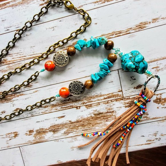 Turquoise Tassel Necklace - Picture 6 of 9